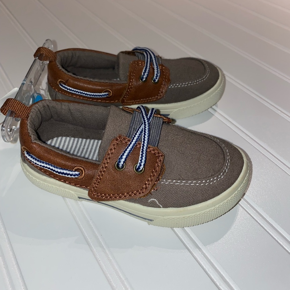 NWT Carter’s Baby Boy Size 7 Boat Shoe Loafer Brown Blue New Summer Dress Casual